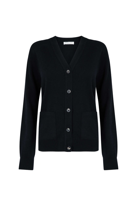 Black Cashmere Boyfriend Cardigan
