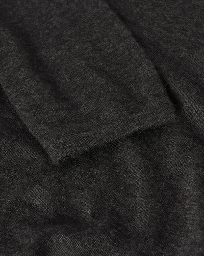 Johnstons of Elgin AW24 Women's Knitwear Charcoal Superfine Cashmere Long Sleeve T-Shirt KAI05318HA7180