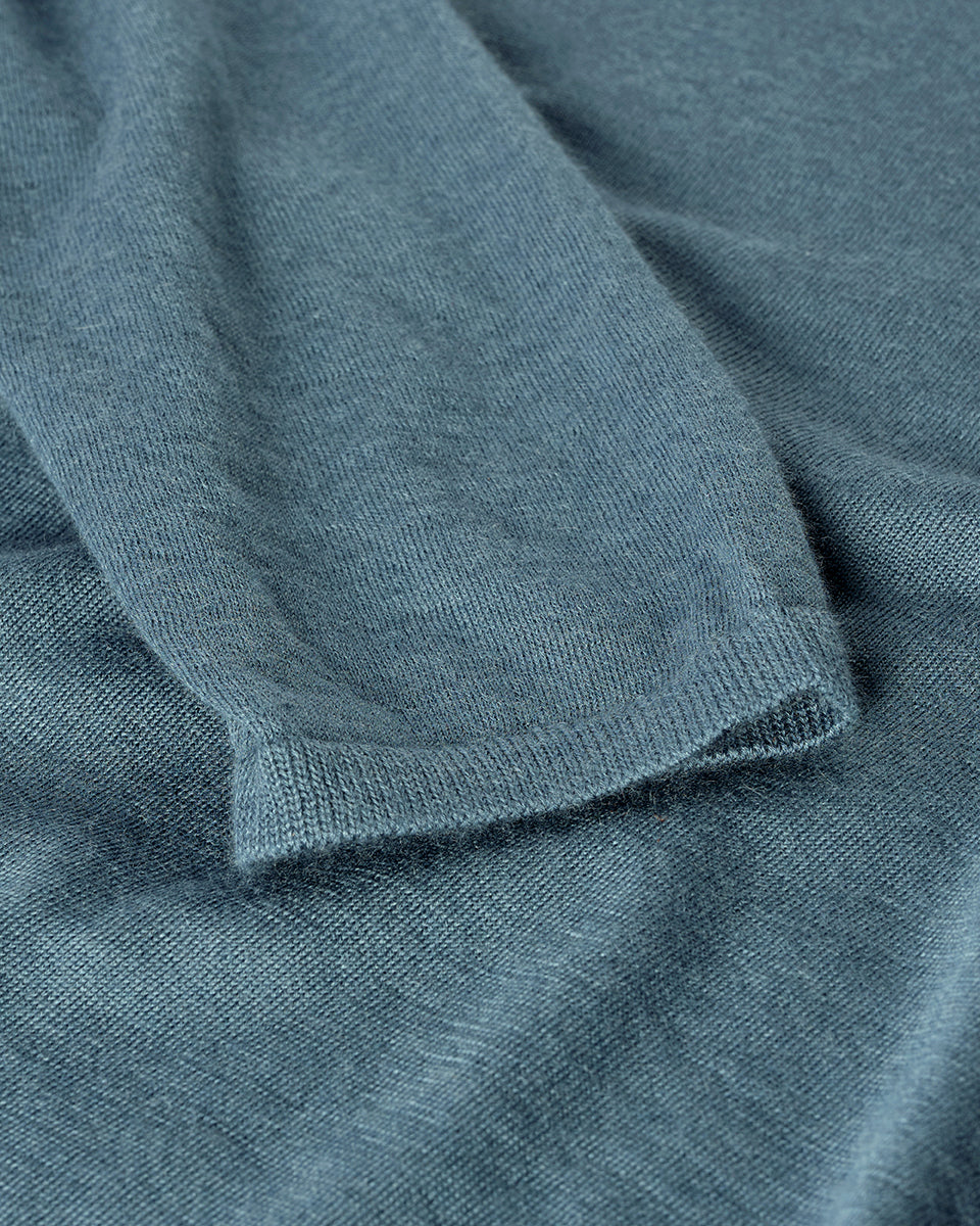 Johnstons of Elgin AW25 Women's Knitwear Slate Superfine Cashmere Long Sleeve T-Shirt KAI05318SD5242