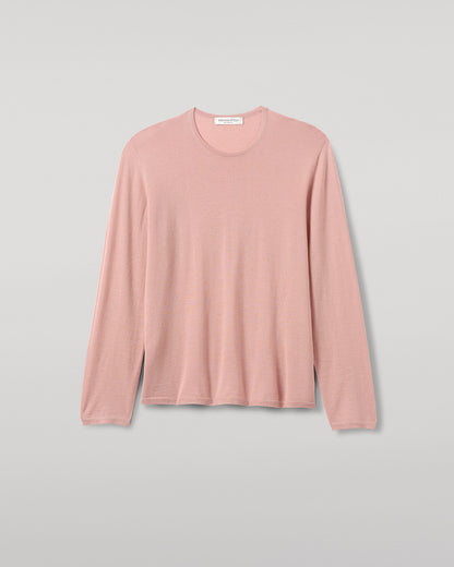 Johnstons of Elgin AW25 Women's Knitwear Nude Superfine Cashmere Pink Jumper neckline details KAI05318SE5274
