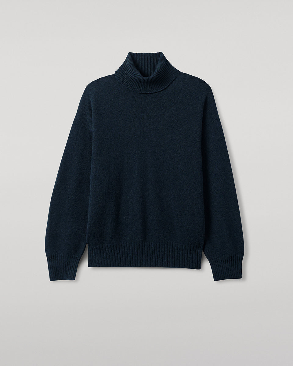 Johnstons of Elgin AW25 Women's Knitwear Bottle Green Gauzy Cashmere Green Roll Neck Jumper Details KAI05324SC7341