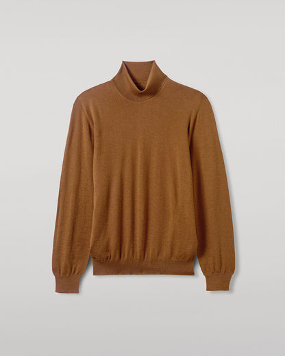 Johnstons of Elgin Men's Superfine Cashmere Camel Roll Neck Sweater KAI05333SB7300