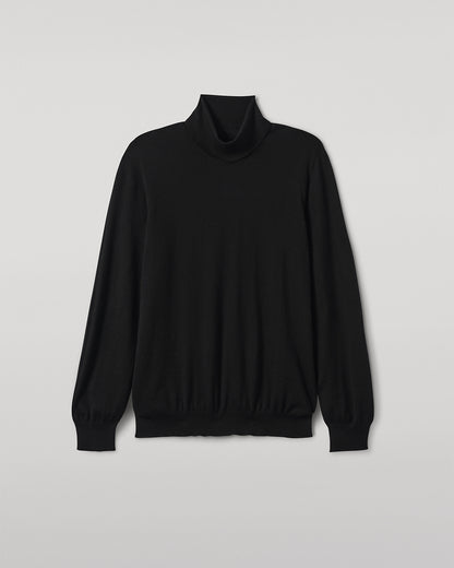 JOHNSTONS OF ELGIN MENS SUPERFINE FIN ROLL COLLAR BLACK 100% SUPERFINE CASHMERE KAI05333SA7146