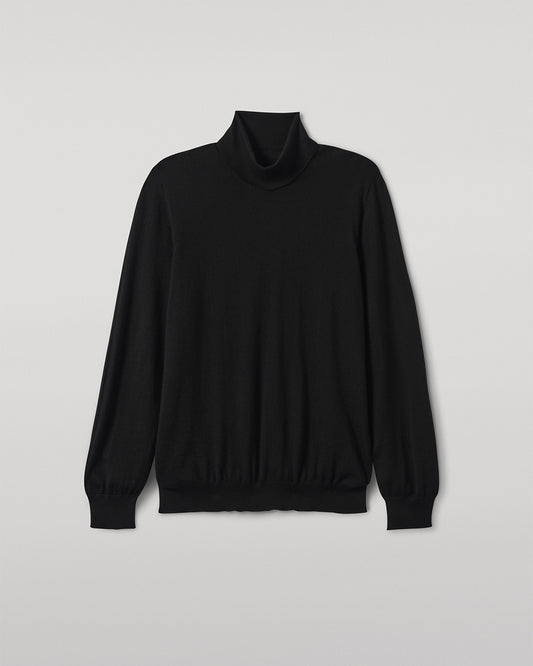 JOHNSTONS OF ELGIN MENS SUPERFINE FIN ROLL COLLAR BLACK 100% SUPERFINE CASHMERE KAI05333SA7146
