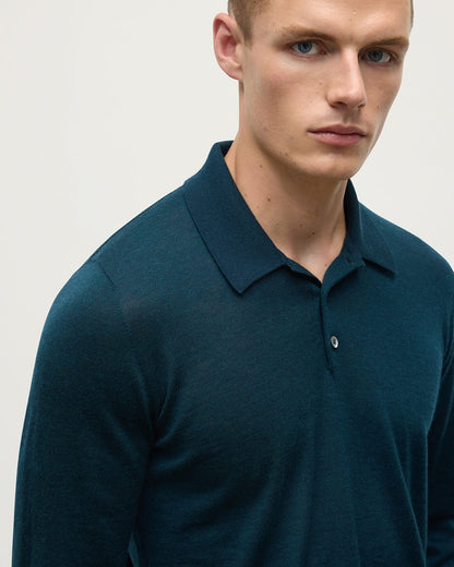 Johnstons of Elgin AW25 Men's Knitwear Bottle Green Green Cashmere Polo Shirt KAI05481SC7344