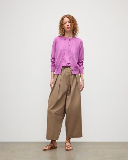 JOHNSTONS OF ELGIN WOMENS HONOR CREW CARDIGAN PINK 100% SUPERFINE CASHMERE KAI05708SE5321