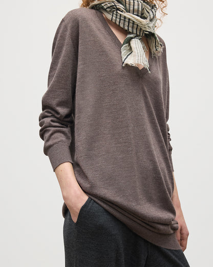 JOHNSTONS OF ELGIN WOMENS ELISE VEE SWEATER LIGHT BROWN 100% SUPERFINE CASHMERE KAI05715HB7092