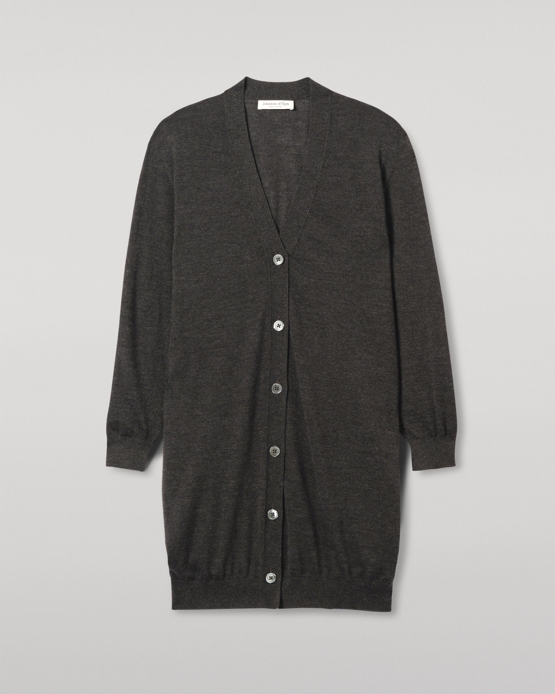 JOHNSTONS OF ELGIN WOMENS ELISE VEE CARDIGAN GREY 100% SUPERFINE CASHMERE KAI05716HA7218