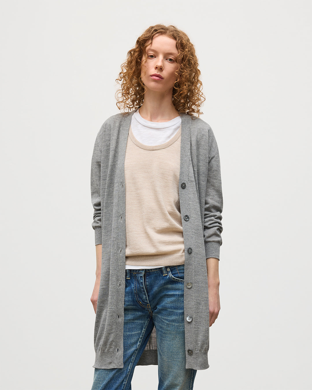 JOHNSTONS OF ELGIN WOMENS ELISE VEE CARDIGAN GREY 100% SUPERFINE CASHMERE KAI05716HA4253