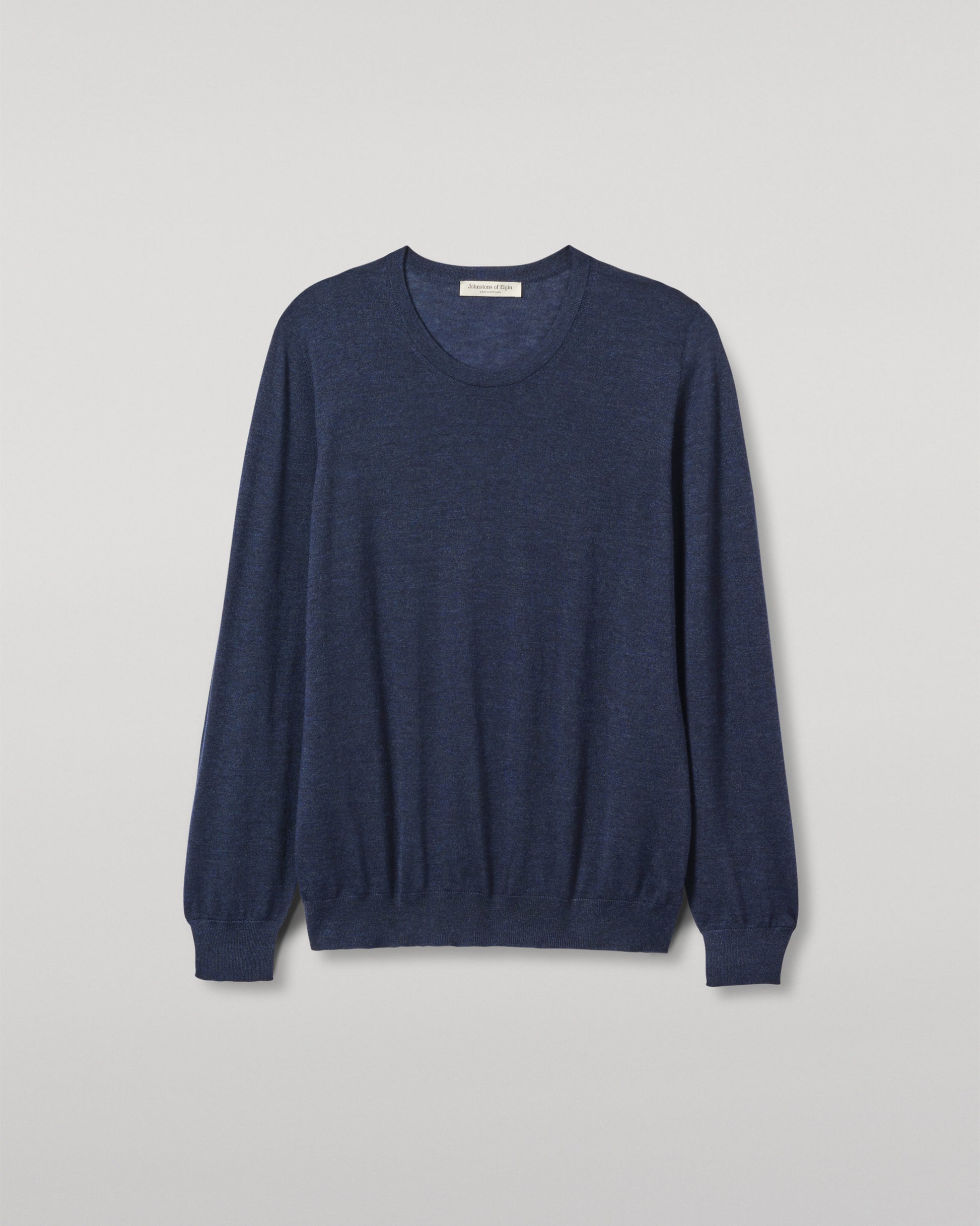 JOHNSTONS OF ELGIN MENS FIN SUPERFINE CREW NAVY 100% SUPERFINE CASHMERE KAI05717HD7350