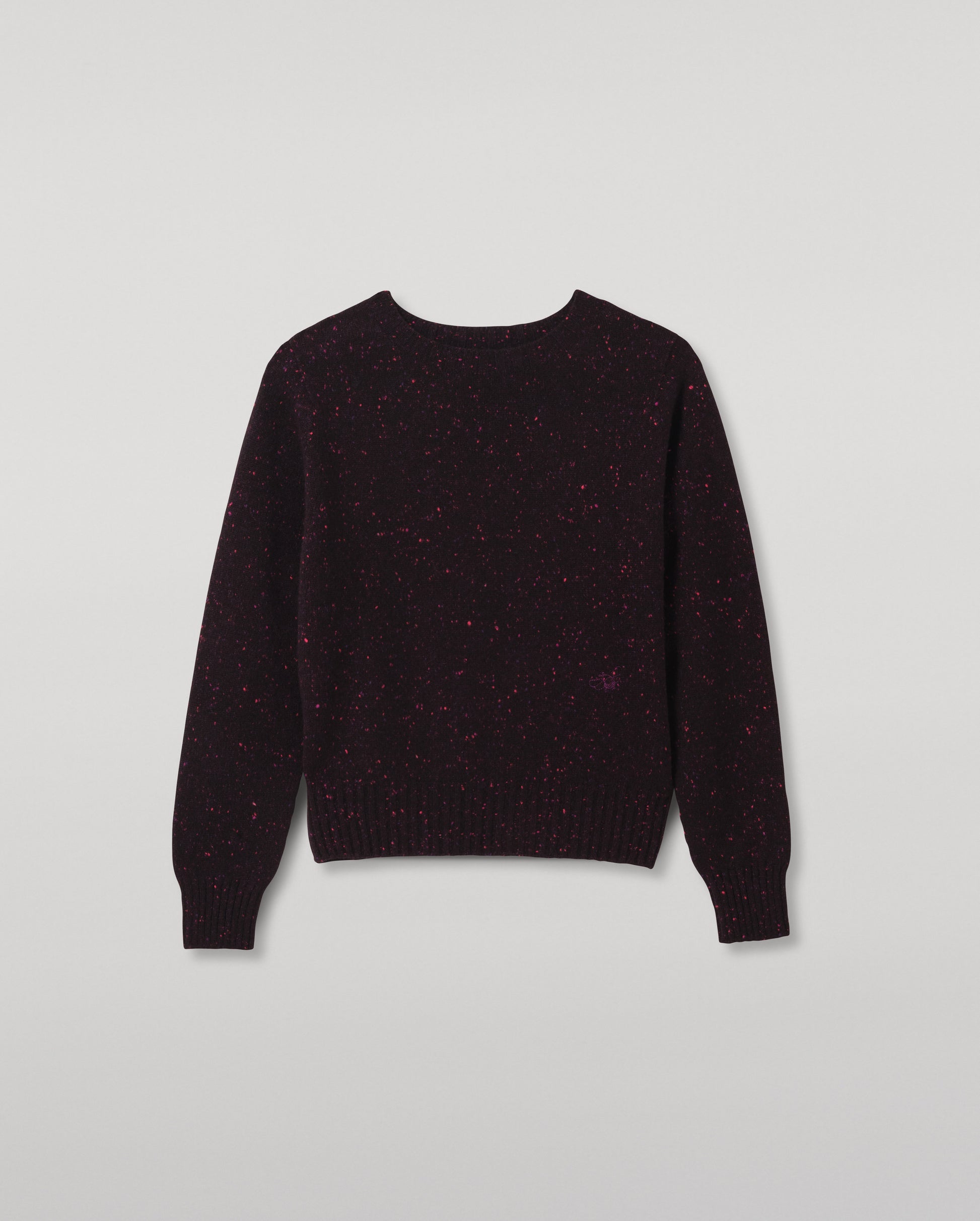 JOHNSTONS OF ELGIN CAIRN CREW SWEATER DONEGAL CASHMERE ROUND NECK SWEATER DARK PURPLE 100% CASHMERE KAI05719HD7360
