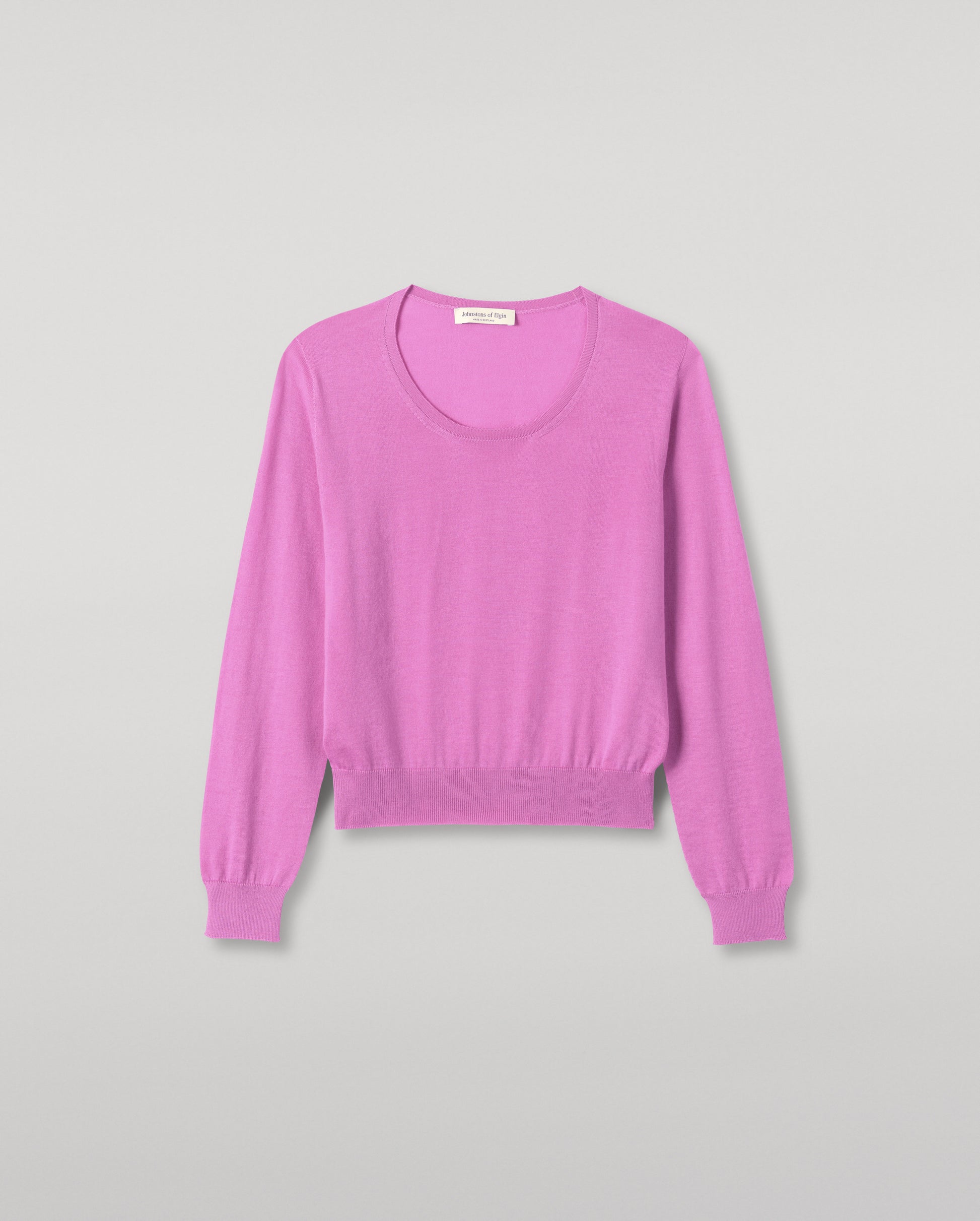 JOHNSTONS OF ELGIN WOMENS ELLA SCOOP SWEATER PINK 100% SUPERFINE CASHMERE KAI05723SE5321
