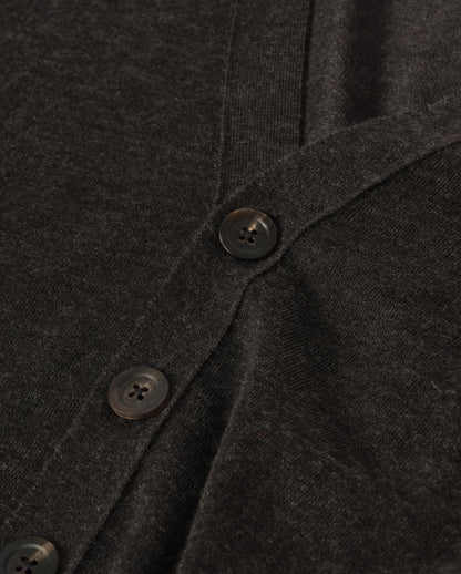 JOHNSTONS OF ELGIN FORSYTH CARDIGAN SUPERFINE CASHMERE VEE NECK CARDIGAN - 3 PLY DARK GREY 100% CASHMERE KAI05740HA7218