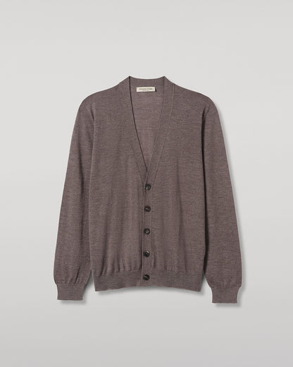 JOHNSTONS OF ELGIN FORSYTH CARDIGAN SUPERFINE CASHMERE VEE NECK CARDIGAN - 3 PLY BROWN 100% CASHMERE KAI05740HB7092