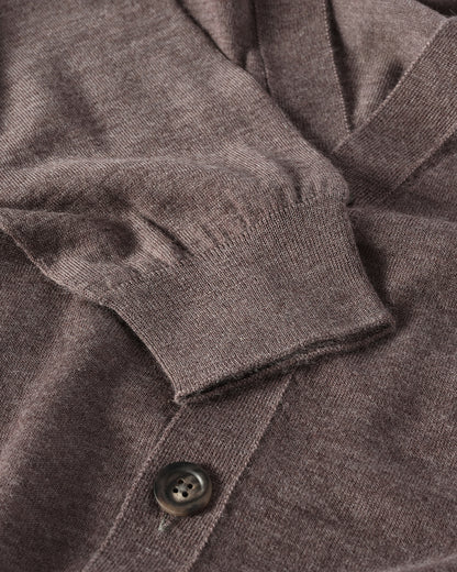 JOHNSTONS OF ELGIN FORSYTH CARDIGAN SUPERFINE CASHMERE VEE NECK CARDIGAN - 3 PLY BROWN 100% CASHMERE KAI05740HB7092