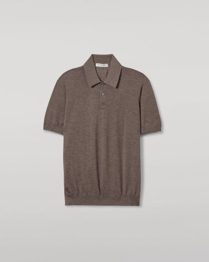JOHNSTONS OF ELGIN MENS FIN SHORT SLEEVE SUPERFINE POLOSHIRT LIGHT BROWN KAI05741HB7092