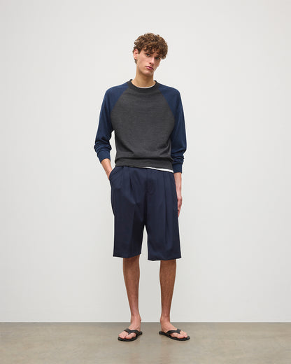 JOHNSTONS OF ELGIN MENS LEITH RINGER SUPERFINE SWEATER GREY & NAVY 100% SUPERFINE CASHMERE KAI05746Q25931