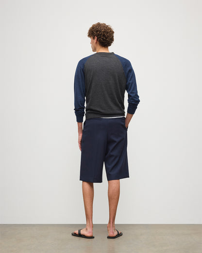 JOHNSTONS OF ELGIN MENS LEITH RINGER SUPERFINE SWEATER GREY & NAVY 100% SUPERFINE CASHMERE KAI05746Q25931