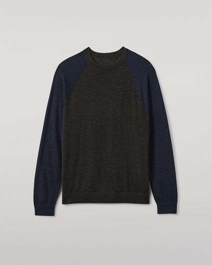 JOHNSTONS OF ELGIN MENS LEITH RINGER SUPERFINE SWEATER GREY & NAVY 100% SUPERFINE CASHMERE KAI05746Q25931