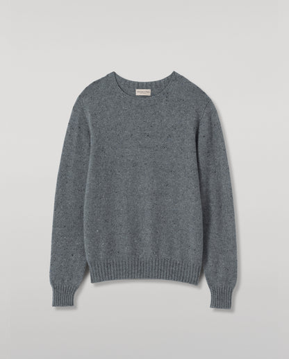 JOHNSTONS OF ELGIN TIREE CREW SWEATER DONEGAL CASHMERE CREW SWEATER GREY 100% CASHMERE KAI05755HA4270