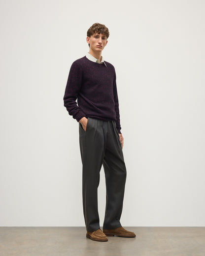 JOHNSTONS OF ELGIN TIREE CREW SWEATER DONEGAL CASHMERE CREW SWEATER DARK PURPLE 100% CASHMERE KAI05755HD7360