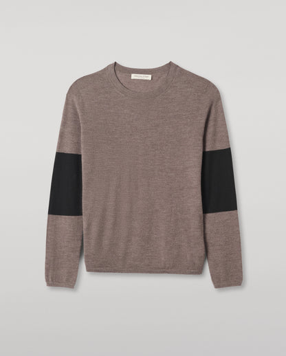 JOHNSTONS OF ELGIN WOMENS EUNA T-SHIRT LIGHT BROWN & BLACK 100% SUPERFINE CASHMERE KAI05761Q25959