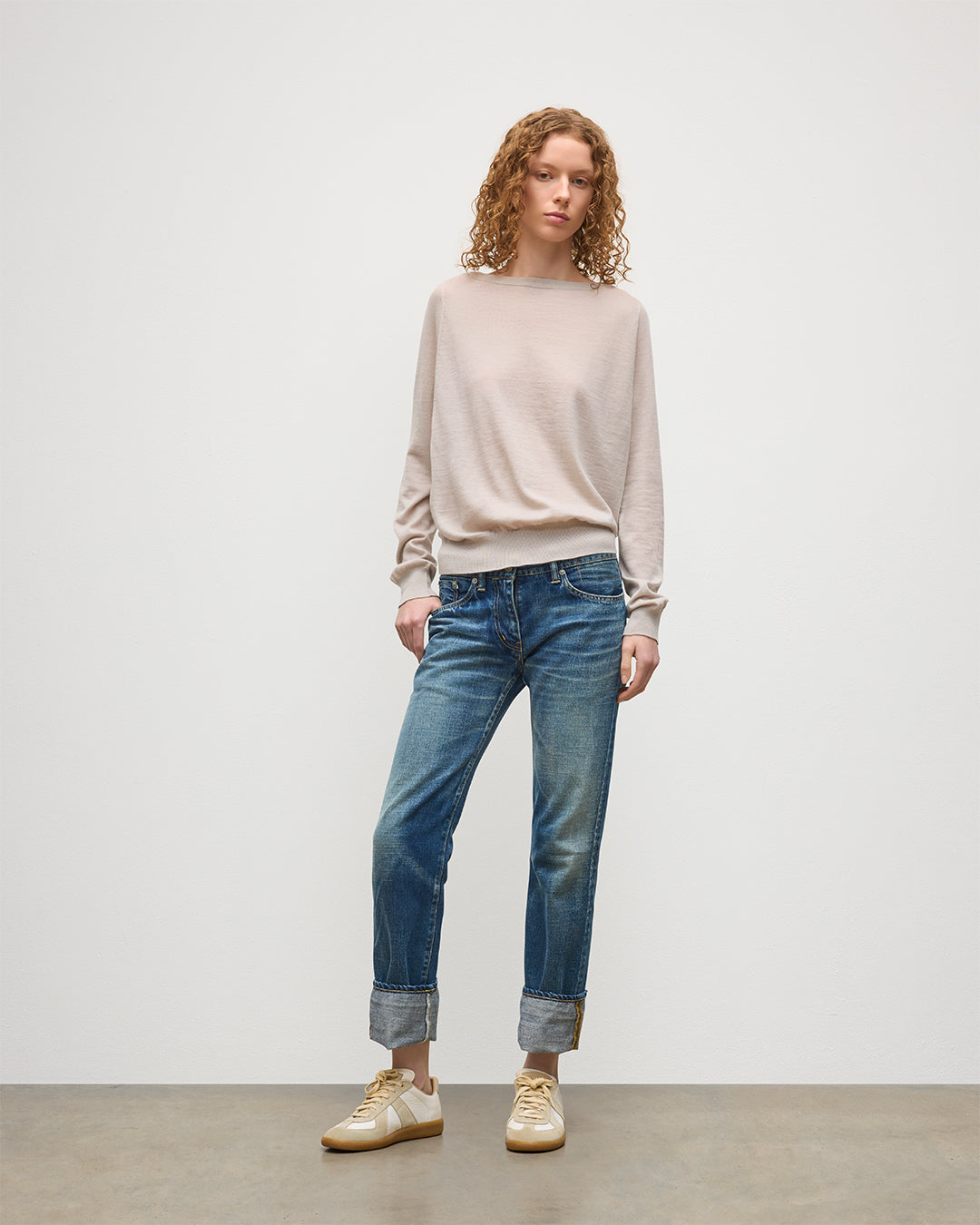 JOHNSTONS FO ELGIN WOMENS FINOLA SWEATER IVORY 100% SUPERFINE CASHMERE KAI05789SA0664