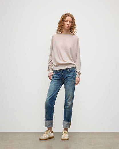 JOHNSTONS FO ELGIN WOMENS FINOLA SWEATER IVORY 100% SUPERFINE CASHMERE KAI05789SA0664