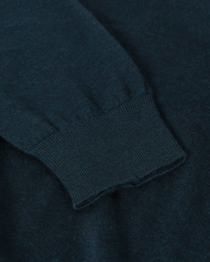 JOHNSTONS OF ELGIN BEATRICE FUNNEL SWEATER SUPERFINE CASHMERE FUNNEL NECK SWEATER WITH LINKS STITCH DETAIL - 3 PLY BOTTLE GREEN 100% CASHMERE KAI05951SC7344