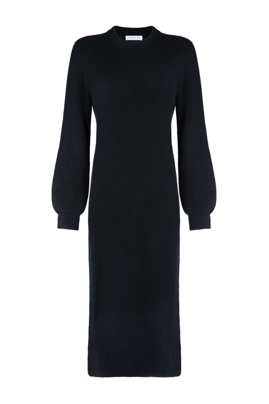 Black Ribbed Cashmere Dress