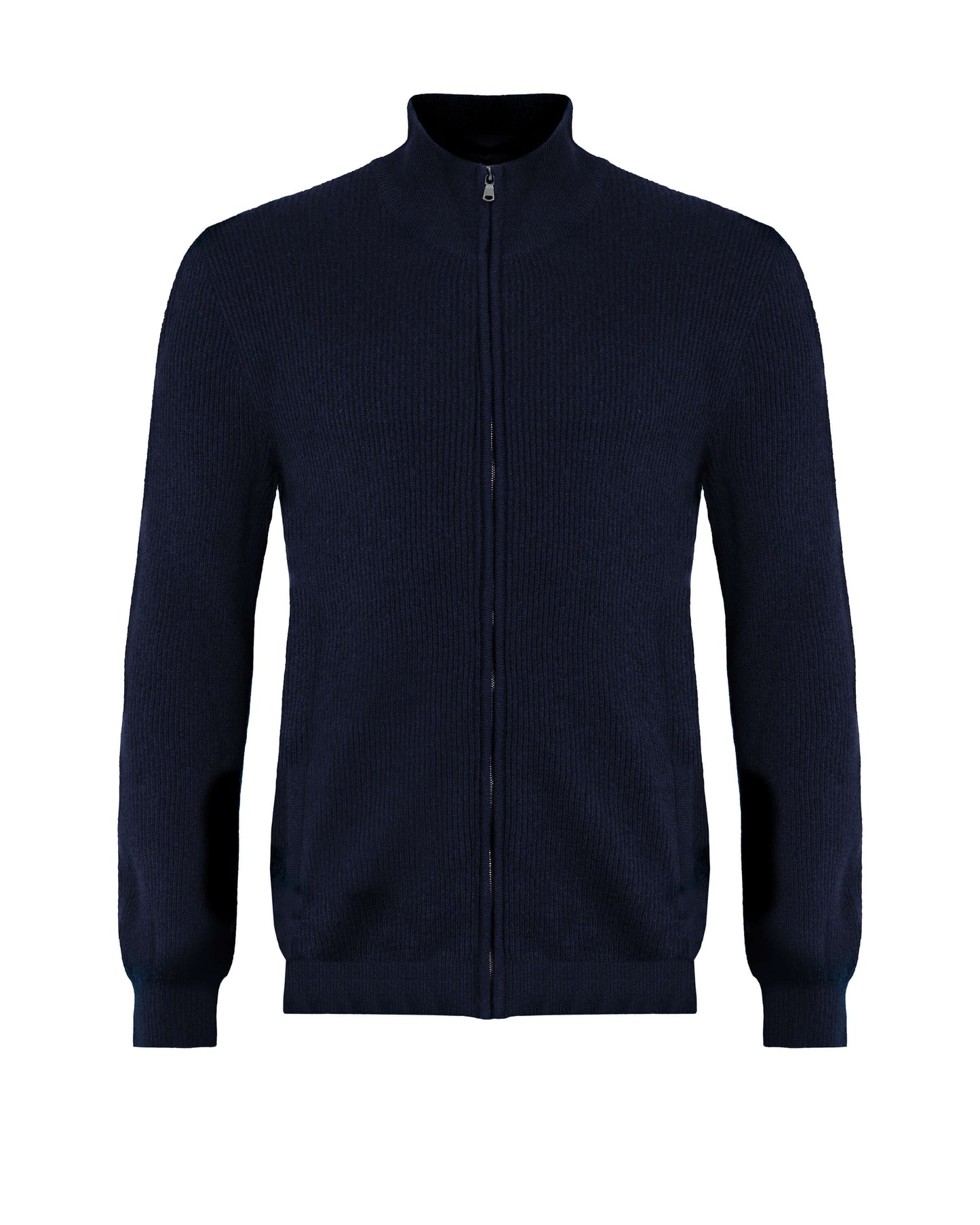 Johnstons of Elgin SS24 Unisex Knitwear Dark Navy Unisex Ribbed Cashmere Cardigan KAP05157SD7286