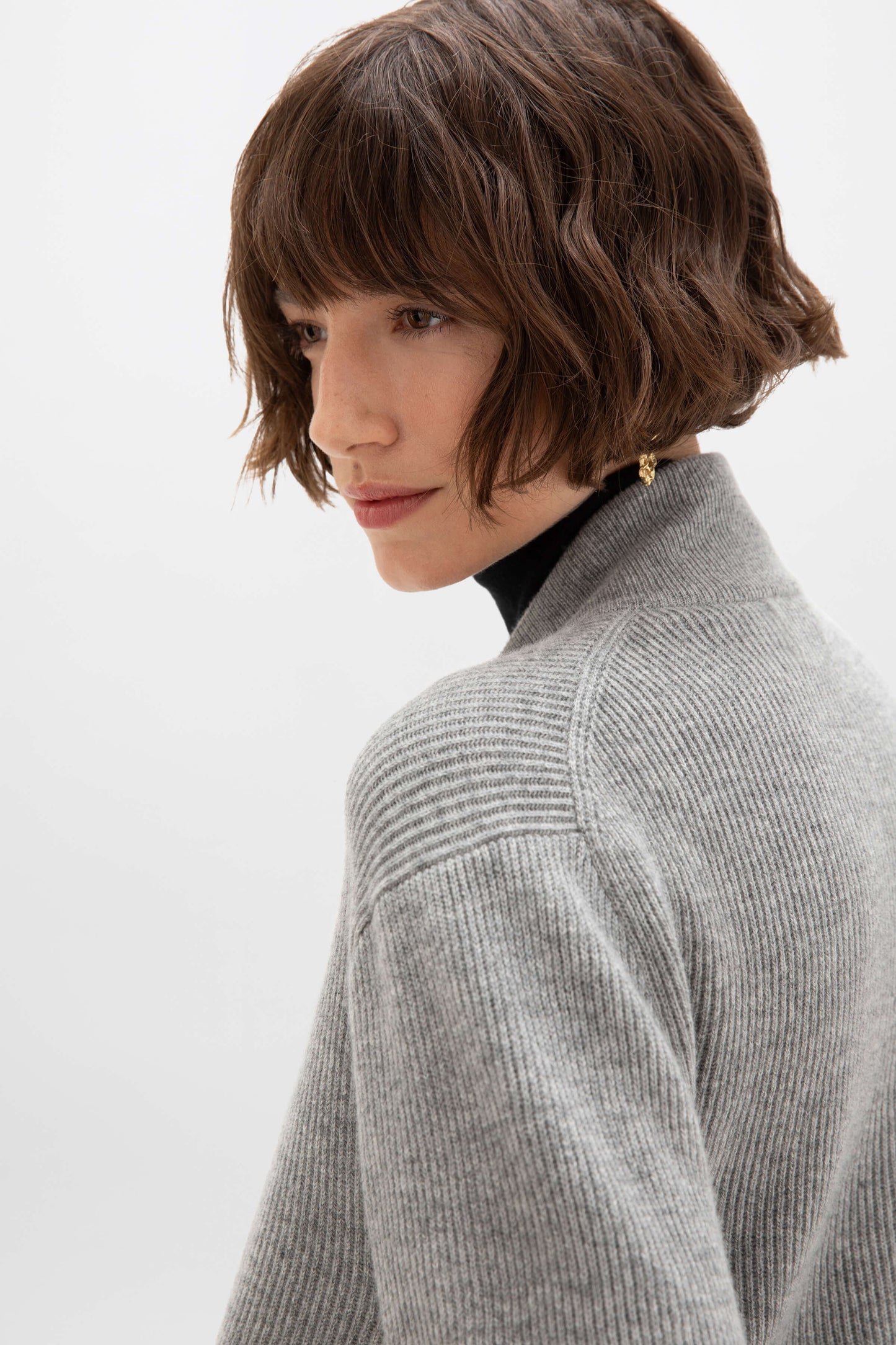Johnstons of Elgin AW24 Unisex Knitwear Light Grey Unisex Ribbed Cashmere Cardigan KAP05157HA0308