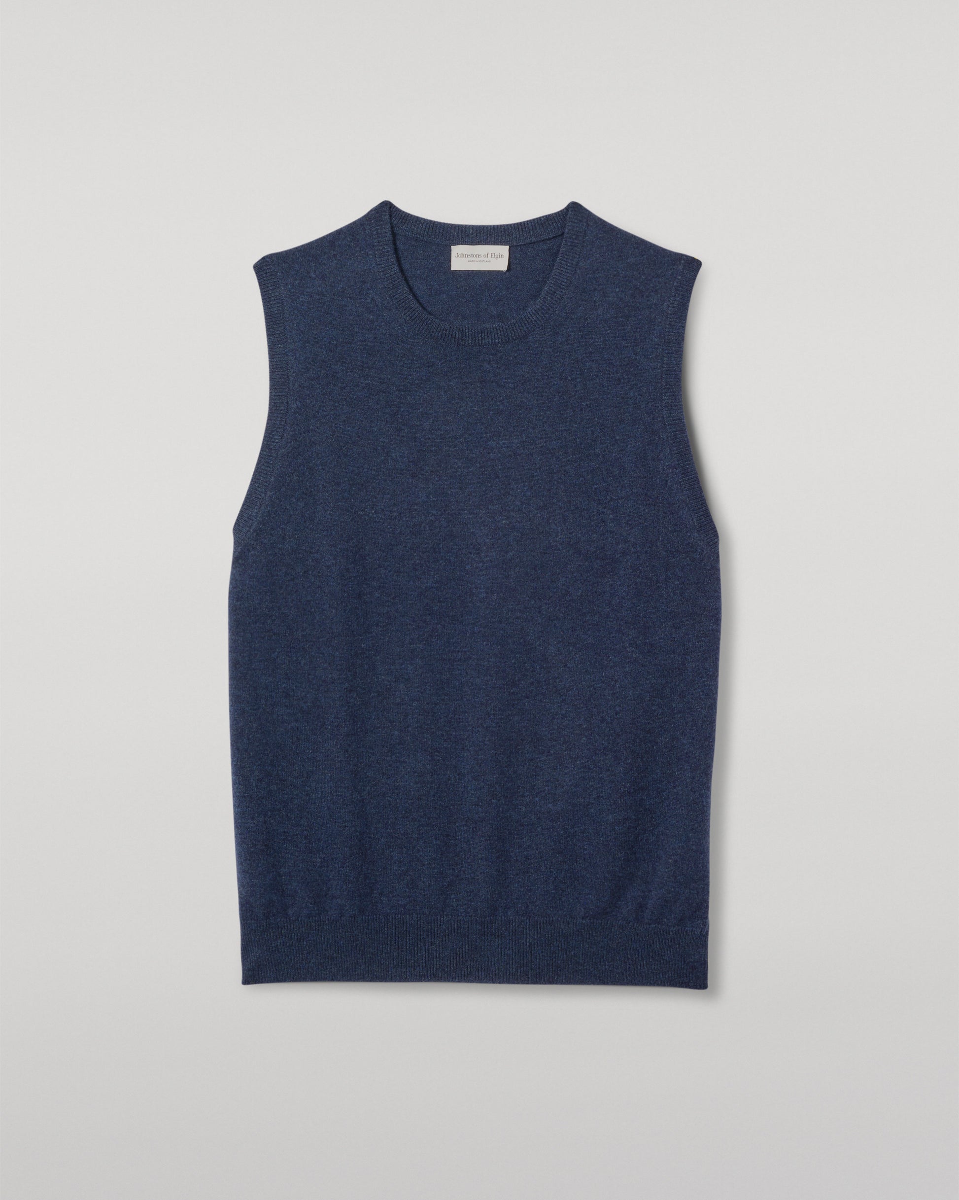 JOHNSTONS OF ELGIN MENS LENNOX SLEEVELESS CREW NAVY 100% CASHMERE KAP05243HD7350