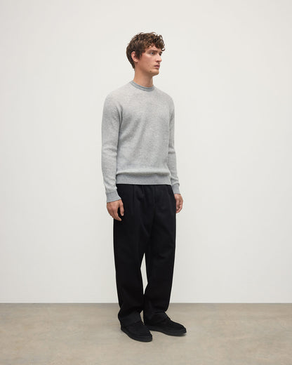 Johnstons of Elgin AW25 Men's Knitwear Light Grey & Zinc White Waffle Stitch Grey Cashmere Jumper KAP05441Q25349