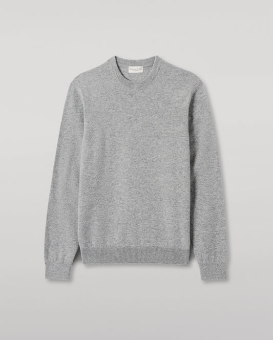 JOHNSTONS OF ELGIN MENS RORY CREW CLASSIC JUMPER GREY 100% CASHMERE KAP05471HA0400