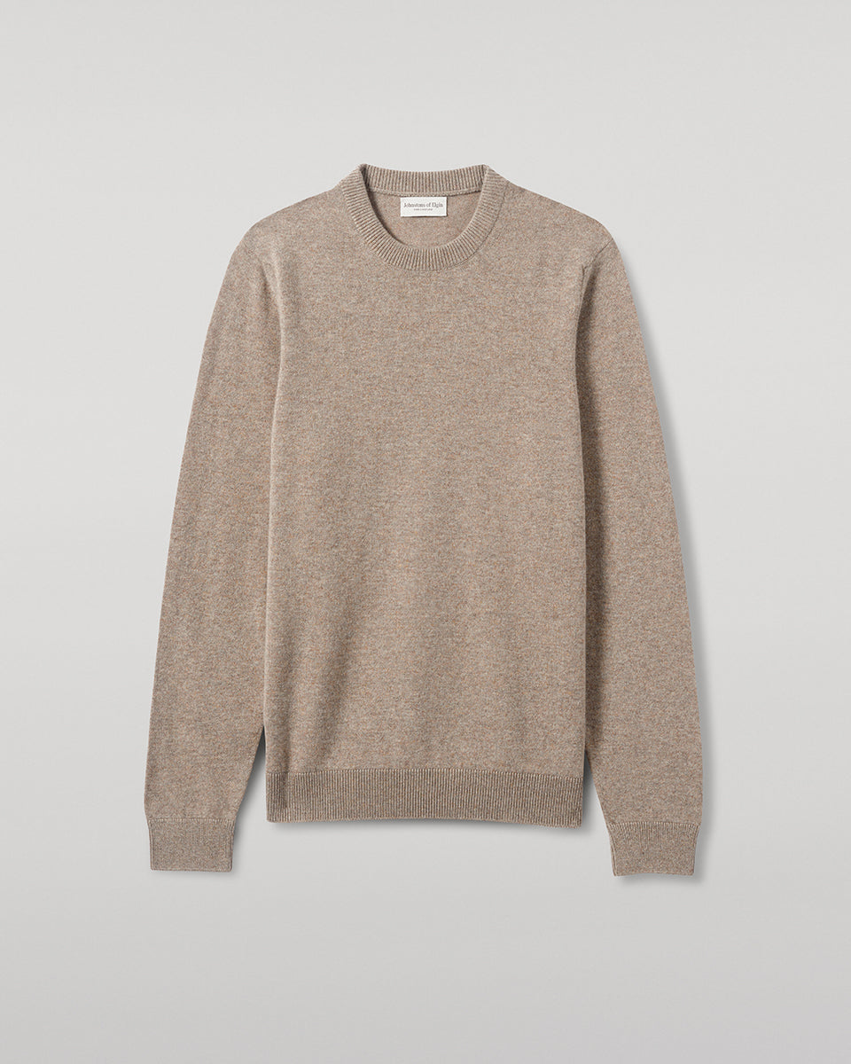 Johnstons of Elgin AW25 Men's Knitwear Ash Classic Cashmere Brown Round Neck Jumper KAP05471HB4334