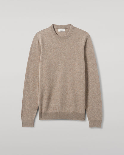 Johnstons of Elgin AW25 Men's Knitwear Ash Classic Cashmere Brown Round Neck Jumper KAP05471HB4334