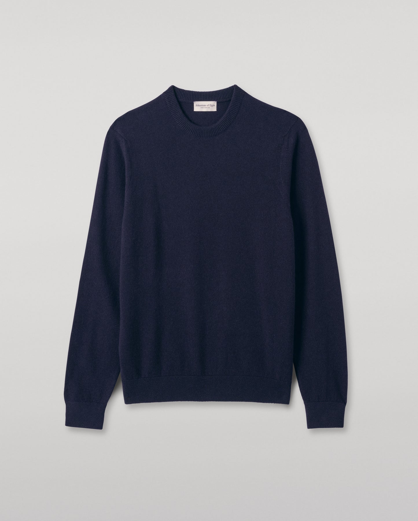 Johnstons of Elgin Men's Knitwear Dark Navy Classic Cashmere Navy Round Neck Jumper KAP05471SD7666