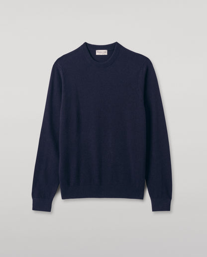 Johnstons of Elgin Men's Knitwear Dark Navy Classic Cashmere Navy Round Neck Jumper KAP05471SD7666