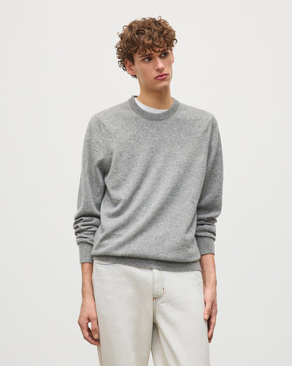 JOHNSTONS OF ELGIN MENS RORY CREW CLASSIC JUMPER GREY 100% CASHMERE KAP05471HA0400