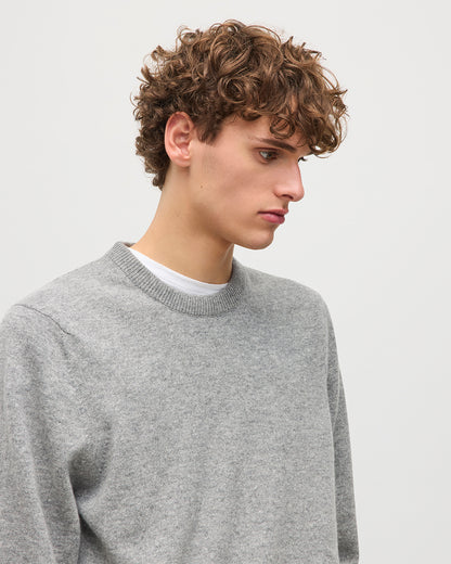 JOHNSTONS OF ELGIN MENS RORY CREW CLASSIC JUMPER GREY 100% CASHMERE KAP05471HA0400