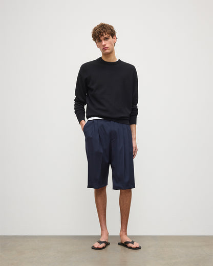Johnstons of Elgin Men's Knitwear Black Classic Cashmere Black Round Neck Jumper KAP05471SA7210