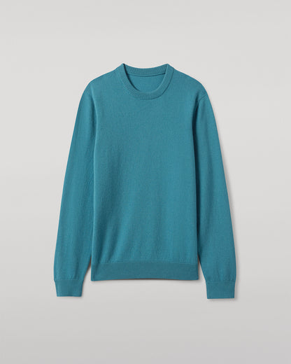 JOHNSTONS OF ELGIN MENS RORY CREW CLASSIC JUMPER BLUE 100% CASHMERE KAP05471SD5327