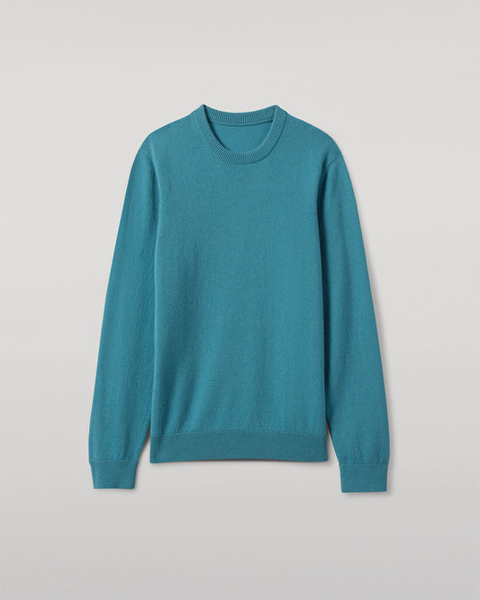 JOHNSTONS OF ELGIN MENS RORY CREW CLASSIC JUMPER BLUE 100% CASHMERE KAP05471SD5327