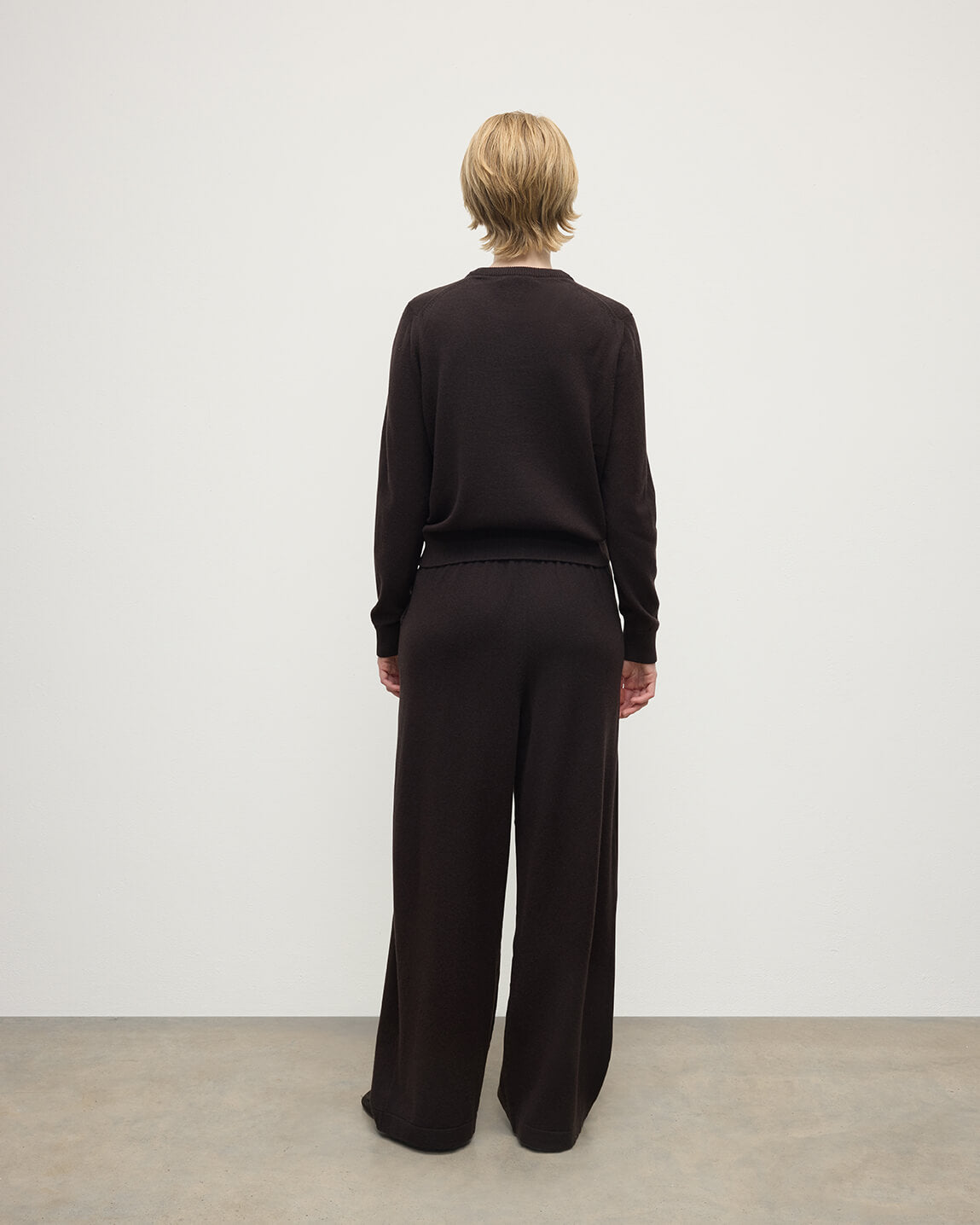 Johnstons of Elgin AW25 Women's Knitwear Molasses Wide Leg Brown Cashmere Trousers KBP00926SB7290