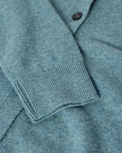 Johnstons of Elgin AW25 Women's Knitwear Seascape Classic Cashmere Green Cardigan Close Up KAP05573HC0038