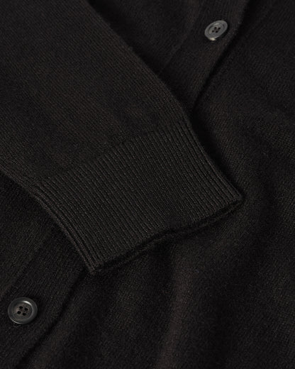 Johnstons of Elgin AW25 Women's Knitwear Black Classic Cashmere Black Cardigan Close Up KAP05573SA7210