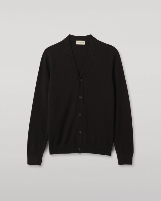 Johnstons of Elgin Men's Knitwear Black Classic Cashmere Black Cardigan KAP05576SA7210