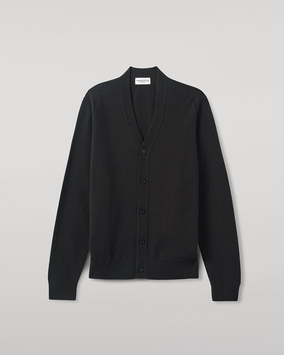Johnstons of Elgin AW25 Men's Knitwear Iron Classic Cashmere Dark Grey Cardigan KAP05576SC7330