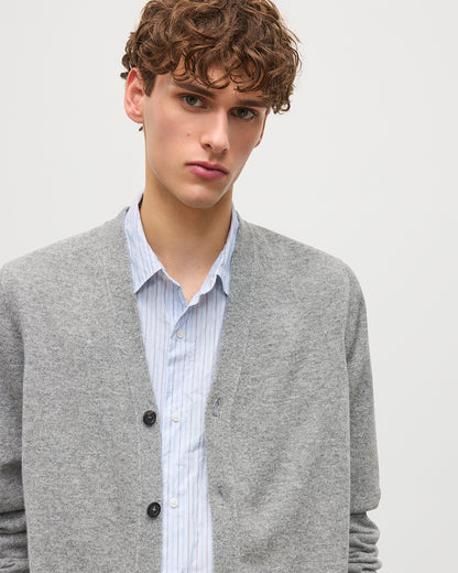 JOHNSTONS OF ELGIN MENS RORY VEE NECK CLASSIC CARDIGAN GREY 100% CASHMERE KAP05471SE5325